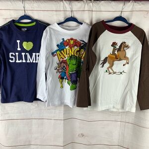 Boys Kids long-sleeved t-shirt set lot 5T 4T x-small xs Texas Marvel 100% Cotton